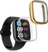 kwmobile 2x housse de montre connectée pour Xiaomi Redmi Watch 3 Active - Coque de sport en silicone - Étui de suivi d'activité en transparent / or