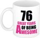 Bellatio Decorations Verjaardag 76 jaar Koffiemok Cadeau - Great years of being awesome - wit/roze - beker - Jubileum - voor dames - vrouwen