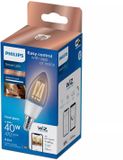 Philips LED Philips Smart Lighting Kaarslamp Filament Slimme LED Verlichting Warm tot Koelwit Licht 470 lumen E14 Transparant