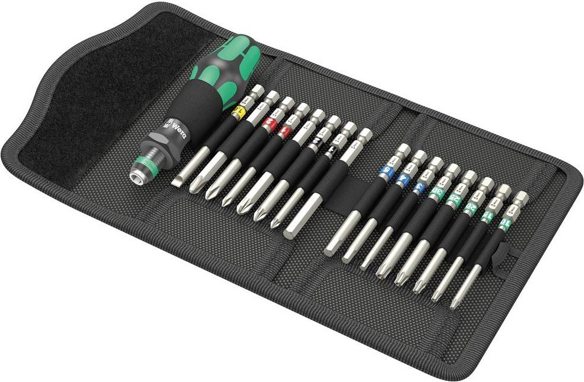 Wera - 05059303001 - Schroevendraaier verwisselbare mesjes set, Kraftform Compact 60 Tool Finder, 17-delig