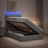 Maison Exclusive Lit De Rangement Led Avec Matelas Gris Clair 120 X 200 Cm Tissu