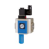 Riegler 3/2-weg-startklep »G«, 24 V DC, met vastzethoek en geluidsdemper, BG 400, G 1/2, ingangsdruk 2,5-9 bar