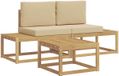 vidaXL - Extérieur - canapé - set - 3 - pce - Blanc - et - Beige - Polyester