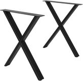 ML-Design Tafelpoten, set van 2, X-vorm met plat profiel 60x72 cm, van staal, zwart