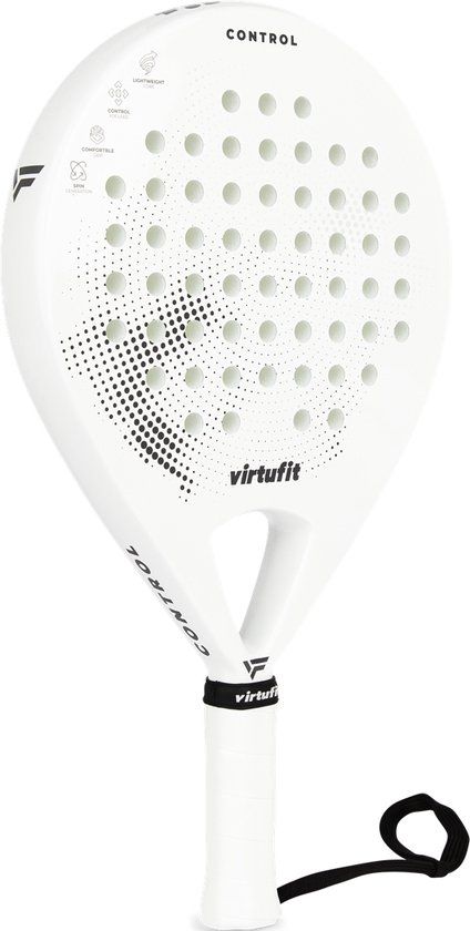 VirtuFit Control Padel Racket - Wit - Zwart - Rond - Beginner - Glasvezel - 365g