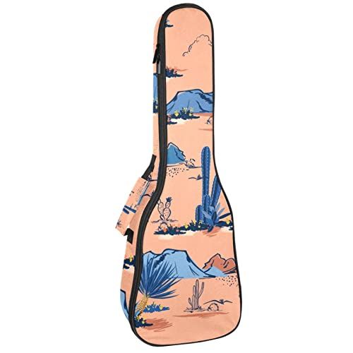 Mersov Concert Ukelele Rugzak, Heavy Duty Ukulele Case Bag met Opslag, Sopraan Concert Tenor Ukelele 10 MM Gewatteerde Tas Mountain Cactus Mooi