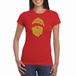 Bellatio Decorations Kerst t-shirt voor dames - rood - Kerstman hoofd - glitter bedrukking - goud M