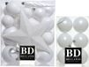 Bellatio Decorations 39x boules de Noël en plastique blanc
