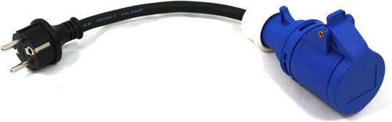 Qwatt Pro verloopsnoer randaarde stekker naar CEE contra - 3x2,5 qmm H07RN-F - IP44 - 0,3 meter