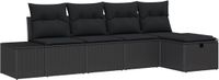 vidaXL Bankstel 6-zits polyrattan zwart/zwart inclusief kussen