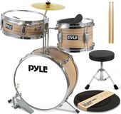 Pyle Kinder Drumstel – 3-delige Drumkit met 33 cm Basdrum, Snaartrommel, Bekken, Verstelbare Kruk & Drumstokken