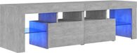 vidaXL Meuble TV avec éclairage LED, gris béton, 140 x 36,5 x 40 cm