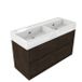 Saniclass Holz Frame Badkamermeubelset - 120x45x72cm - Legend keramische wastafel wit - 2 wasbakken - zonder kraangaten - 2 lades - mat eiken charcoal (hout) SW1578607/SW1382552