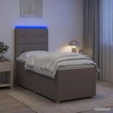 vidaXL Boxspringbed met matras en hoofdeinde Taupe 100 x 200 cm Stof