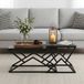 OKWISH Salontafel - Metaal en Hout - Zwart - 80 x 50 x 40 cm