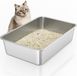 Merkloos Roestvrijstalen kattenbak 60 x 40 x 15 cm, zilverkleurig