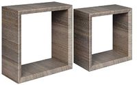 Homemania Ginevra Wandrek voor woonkamer, slaapkamer, kantoor, MDF, eiken Moka 35 x 35 x 15,5/30 x 30 x 15,5 cm