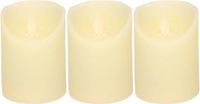 Anna's Collection Stompkaars - 3x - LED - ivoor wit - H10 cm - bewegende vlam
