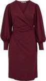 WE Fashion Dames midi jersey jurk met overslag - Curve - Vintage red - Maat 46