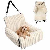 Relaxdays hondenautostoel - beige - 48x38x48 cm - met gordelbevestiging