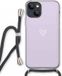 Case Company® - iPhone 13 Mini Case with Cord - Small Heart Purple - Black Cord - Extra Protection