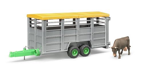 Bruder 02227 Veewagen met 1 koe Dierentransporter Aanhanger Landbouw Boerderij Vrachtwagen Speelgoed