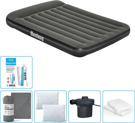 Bestway Luchtbed - Twijfelaar - 137 x 191 x 30 cm - Donkerblauw - Inclusief Hoeslaken, Kussen, Kussenbeschermer, Pomp en Reparatieset