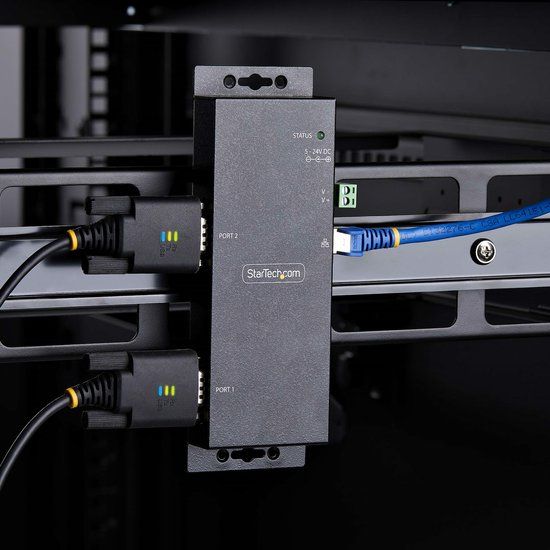 StarTech 2-Port Serieel naar Ethernet Adapter, IP Serial Device Server voor Remote RS232, Muur/DIN Rail, LAN naar DB9