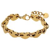 Lucardi - Dames Stainless steel goldplated armband schakel hart