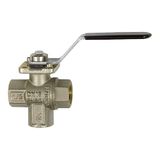 3-weg-kogelkraan, RIEGLER 3-weg-kogelkraan, MS niet; aansluiting onderaan; T-boring; Rp 3/4, DN 20, bedrijfstemperatuur -15 °C tot 120 °C, PN max. 16 bar.