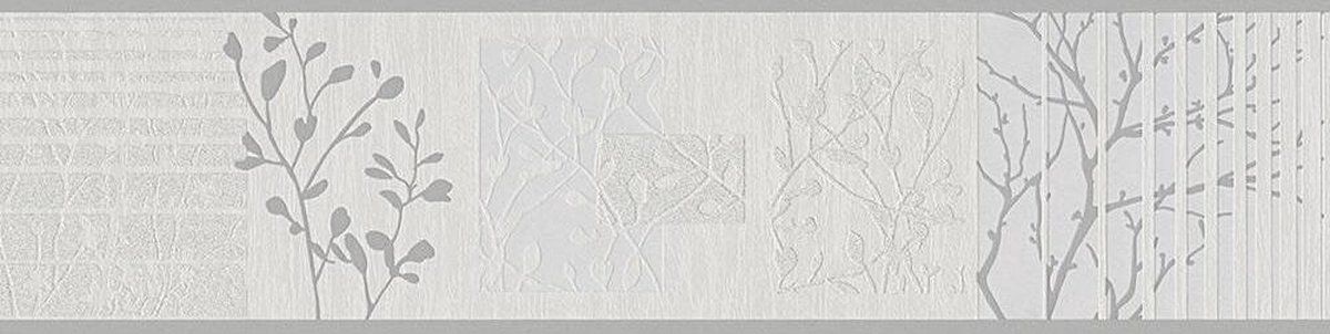 A.S. Création AS Creation Only Borders 11 - MODERNE BEHANGRAND - Wit Grijs Zilver Parelmoer