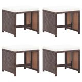 VidaXL Tuinstoel Terras Gecapitonneerde zitting Polyester, Polyrattan, Staal Crème, Wit