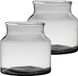 Merkloos Bloemenvaas - 2 stuks - transparant/grijs - gerecycled glas - 22 x 18 cm
