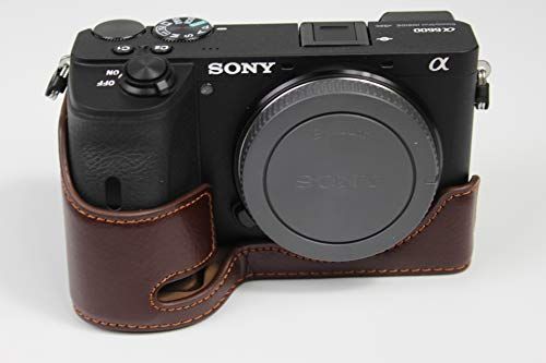 Zakao A6600 Camera Case, Echt Echt Lederen Half Bodem Opening Versie Holster Camera Case Met Hand Band Beschermende Cover Bag Case voor Sony Alpha A6600, Koffie