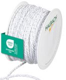 Halbach Seidenbänder Premium tweekleurig koord | breedte 4 mm lengte 25 m | made in Germany & Öko-Tex gecertificeerd | glinsterend satijnen koord van acetaat | kleur: wit/zilver