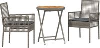vidaXL - Tuin - Bistro - Set - 3 - st - Grijs - poly - rattan