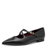 Tamaris Dames Ballerina met strap plat, zwart (Black Leather), 42