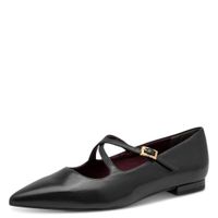 Tamaris Dames Ballerina met strap plat, zwart (Black Leather), 42