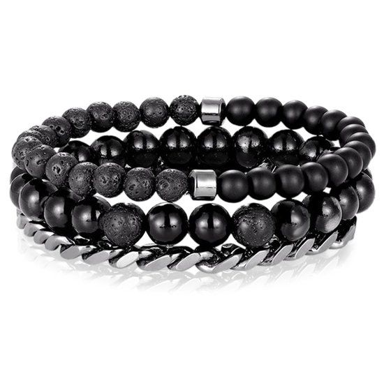 Memphis kralen armbanden Set Agaat Zwart