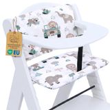 Merkloos Zitkussen kinderstoel - Zitverkleiner - Hoes voor kinderstoel 2-delig - Waterafstotend - Compatibel met houten kinderstoelen