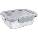 Nerthus FIH 1543 roestvrij stalen lunchbox 1200 ml met glazen deksel hermetisch magnetronbestendig zonder deksel ideaal voor werk