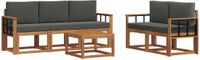vidaXL Acacia Hout Bank Loungeset 5-zits Natuurlijk en Antraciet