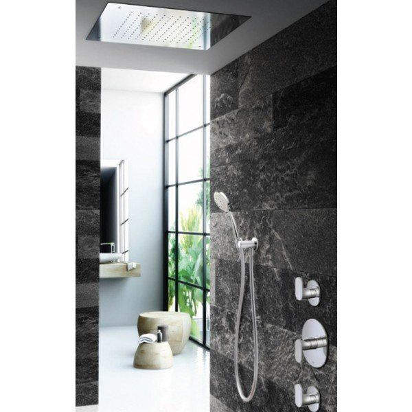 hotbath Mate hoofddouche vierkant 38x38cm geborsteld nikkel M110GN