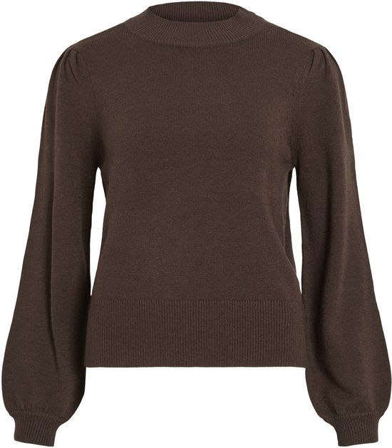 Viril Vila Viril Turtle-nk Balloon L/s Top - N 14084179 Coffee Bean - M