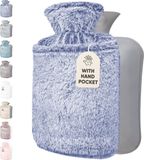 Qomfor Warmwaterkruik met Extra Zachte Hoes met Kangoeroezak - 1.8 liter - Blauw