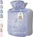 Qomfor Bouillotte avec housse extra douce avec poche kangourou - 1,8 litre - Bleu