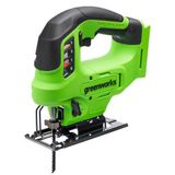 Greenworks 24V snoerloze borstelloze decoupeerzaag, 3000 slagen per minuut, verstelbare verstekhoek tot 45°, 4 pendelstanden, LED-licht, stofafzuigaansluiting, ZONDER 24V accu en oplader JS24L01-01