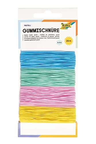 Folia 13704 - Rubberen koorden - 4 pastelkleuren - 5m - 1mm dik - Voor knutselen