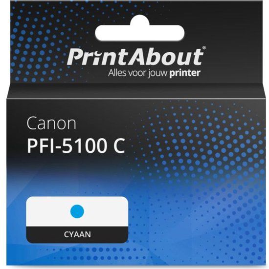 PrintAbout huismerk Inktcartridge PFI-5100 C Cyaan geschikt voor Canon