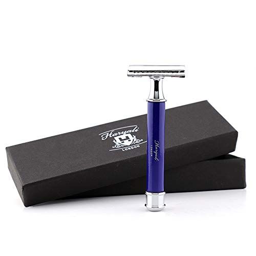 Haryali London Mens dubbele rand veiligheid scheermes met blauw handvat